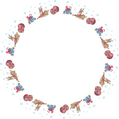 Christmas wreath on white background. Vector illustration.