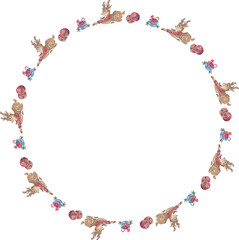 Christmas wreath on white background. Vector illustration.