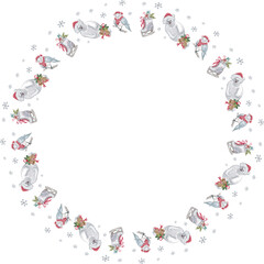 Christmas wreath on white background. Vector illustration.