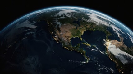Fototapeta premium Earth, Civilization, Light, Glow, Radiation, Planet, Space, Universe, Continents, Land, Water, Seas, Cities