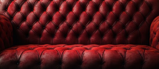 Fototapeta premium Red leather chesterfield sofa with button tufting.