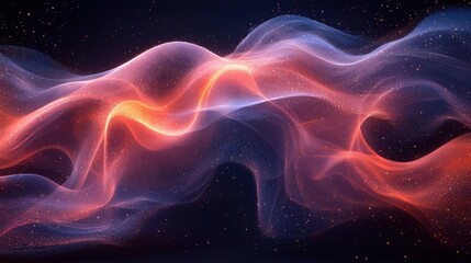 Fototapeta premium Colorful abstract waves flowing through a dark starry background representing digital art and creativity