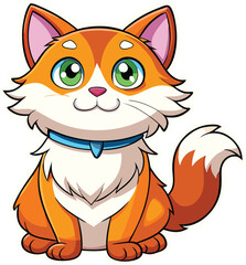 Fototapeta premium Cute Orange Cat Cartoon Illustration Design