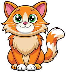 Cute Orange Cat Cartoon Illustration Pet Animal