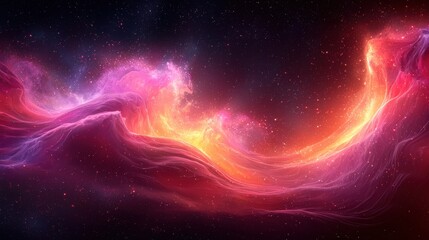 Colorful cosmic clouds swirl in a mesmerizing display of light and energy against the backdrop of deep space at night