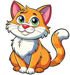 Obraz premium Cute Orange Tabby Cat Cartoon Illustration