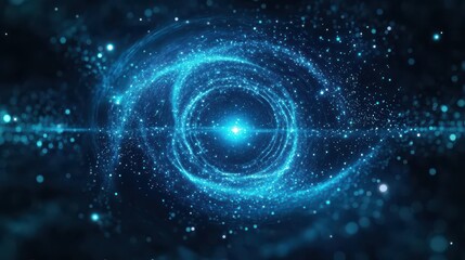 Obraz premium Dark blue vortex, glowing particle trails, abstract energy flow, deep space aesthetic