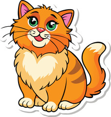 Obraz premium Cute Orange Tabby Cat Sticker Cartoon Illustration