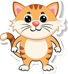 Cute Cartoon Cat Sticker Illustration Design