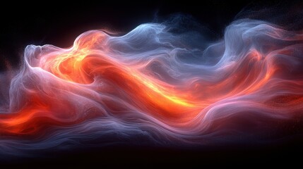 Fototapeta premium Colorful smoke patterns resembling flowing abstract art at night create a mesmerizing visual experience in a dark environment