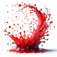 Vibrant and energetic splash of a red liquid similar to red berry jam, syrup, juice or punch, cut out