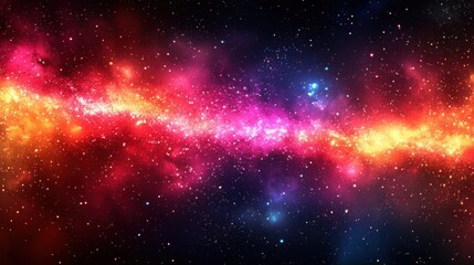 Obraz premium A vivid cosmic nebula filled with colorful gases and stars against a dark background in the depth of space