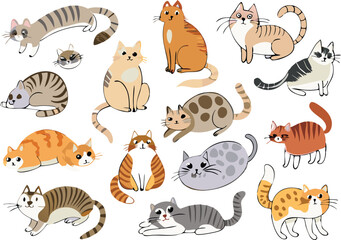 Obraz premium Cute Cartoon Cats Collection Illustration Design