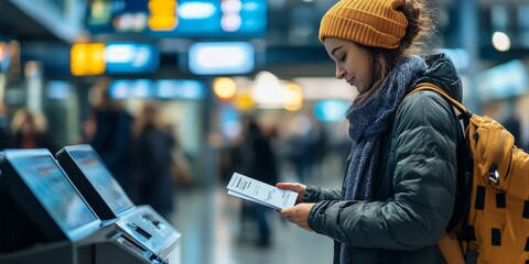 Check in with digital boarding pass at airport, Generative AI