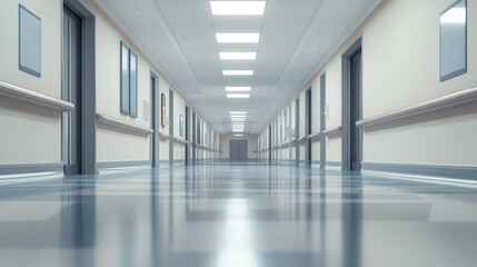 Fototapeta premium Empty operating room with clean white walls, various medical machines