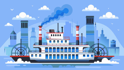 Obraz premium city skyline with ship