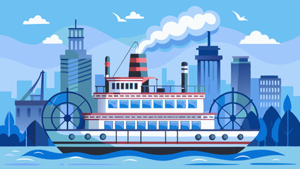 Fototapeta premium city skyline and boat