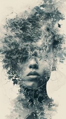 Dreamlike Abstract Art: Woman and Nature in Harmony