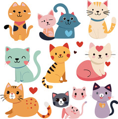 Cute Cartoon Cats Collection Adorable Pets
