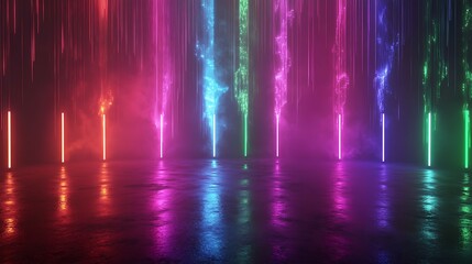 Obraz premium Neon Lights and Abstract Landscape