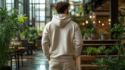 Fototapeta premium Hoodie and sweatpants mockup in a cozy indoor scene with soft lighting