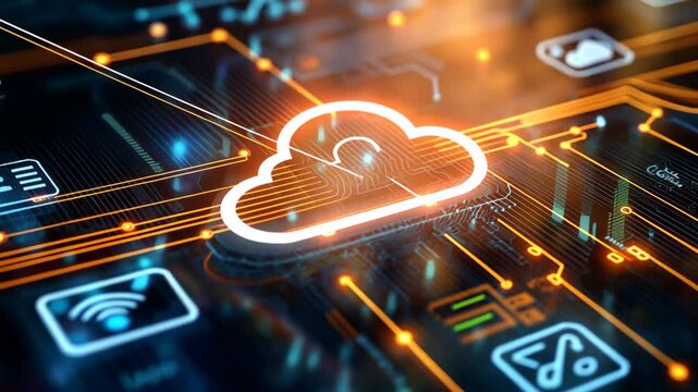  illustration concept of cloud computing service for future, data storage, computing power without direct active that could manage by user,