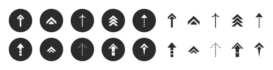 Round solid arrows icon collection vector illustration. Set of arrow cursor icons for design