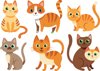 Fototapeta premium Cute Cartoon Cats Collection Animal Pet Design