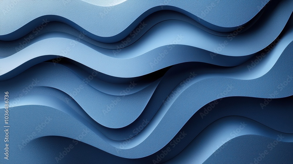 Poster abstract wave pattern in shades of blue creates a dynamic visual texture in a modern design setting