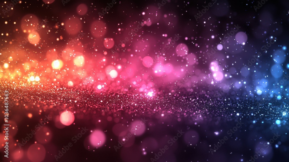 Poster sparkling bokeh background featuring vibrant colors blending together in an abstract display of ligh