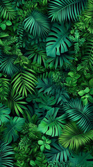 closeup nature view of green leaf and palms background. Flat lay, dark nature concept, tropical leaf
