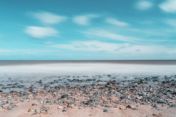 coastline life and seashore landscape of Wales, United Kingdom