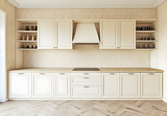 Modern 3D Rendering of White Kitchen Interior Design