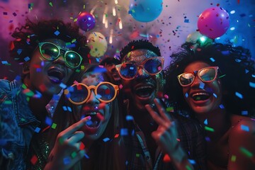 Fototapeta premium Vibrant Celebration with Stylish Young Adults