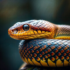 Fototapeta premium Close-Up of Vibrant Yellow Snake Scales