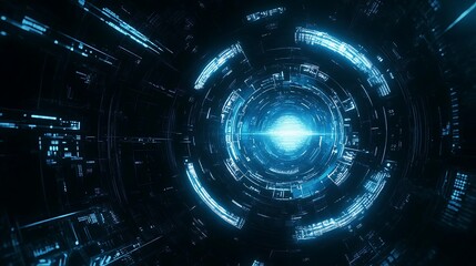 Fototapeta premium Abstract Blue Neon Circle