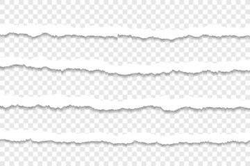 Realistic torn paper strips with transparent background