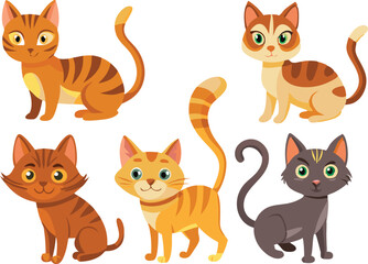 Cute Cartoon Cats Collection Different Poses