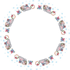 Cute christmas wreath. Vector illustration.