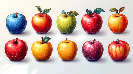 Cartoon illustration of apple fruit on white background. Vector illustration of summer fruits for a healthy and natural life.