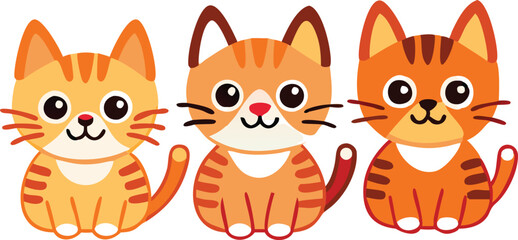 Three Adorable Orange Tabby Cats Sitting