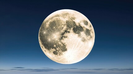 Fototapeta premium A serene and majestic depiction of the super moon, fully illuminated and dominating the sky,