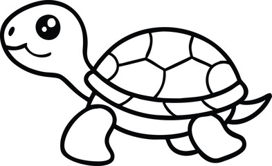Cute Cartoon Turtle Shell Outline Illustration