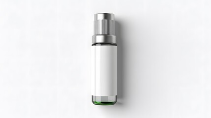 Minimalist blank bottle pump mockup with silver pump head on clean white backdrop