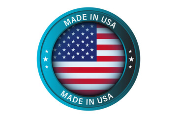 Medal With USA Flag And Text Made In USA. country flag button