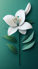 Obraz premium Lilly flower logo 3d vector papercut
