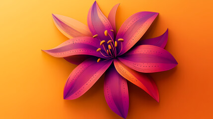 Fototapeta premium Lilly flower logo 3d vector papercut