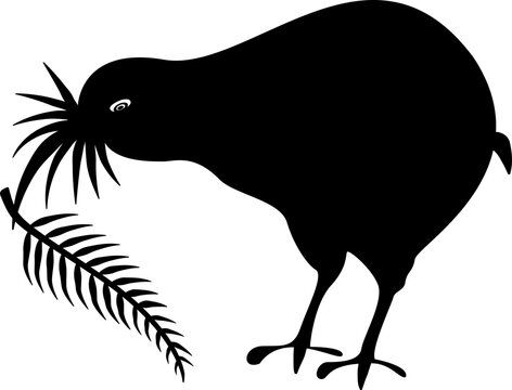 recommend clip art: Black animal Kiwi with leaf standing animal Kiwi 11-11 inches size of svg vector cut file Cricut silhouette design for T-shirt car decor sticker etc.	