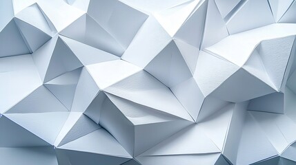 Fototapeta premium A textured pattern of white paper folds creating an abstract, three-dimensional surface with sharp angles and smooth edges.