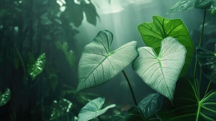 Fototapeta premium Lush Green Heart-Shaped Leaves in Soft Light